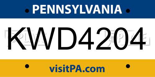 KWD4204 Pennsylvania License Plate