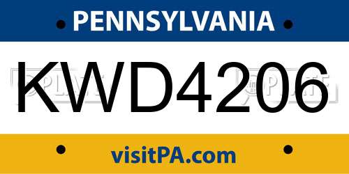 KWD4206 Pennsylvania License Plate