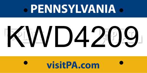 KWD4209 Pennsylvania License Plate