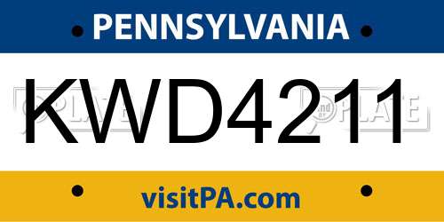 KWD4211 Pennsylvania License Plate