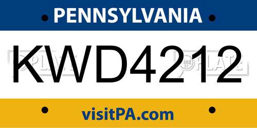 KWD4212 Pennsylvania License Plate