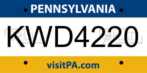 KWD4220 Pennsylvania License Plate
