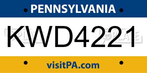 KWD4221 Pennsylvania License Plate