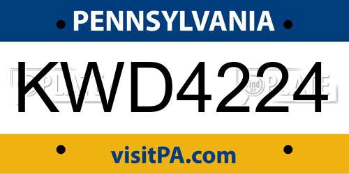 KWD4224 Pennsylvania License Plate
