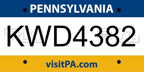 KWD4382 Pennsylvania License Plate
