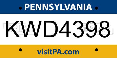 KWD4398 Pennsylvania License Plate