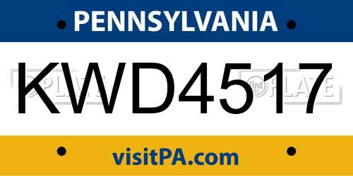 KWD4517 Pennsylvania License Plate