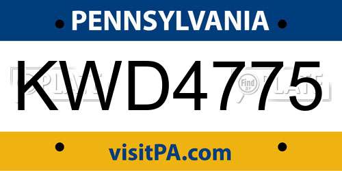 KWD4775 Pennsylvania License Plate
