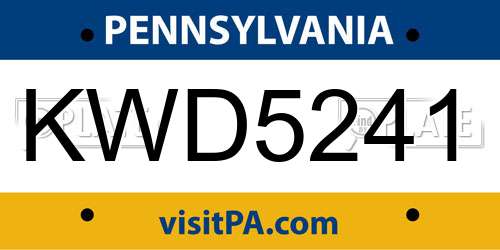 KWD5241 Pennsylvania License Plate