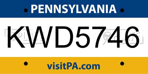 KWD5746 Pennsylvania License Plate