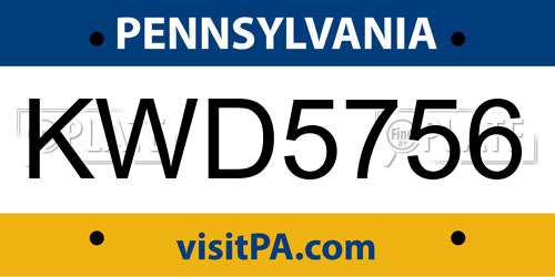 KWD5756 Pennsylvania License Plate
