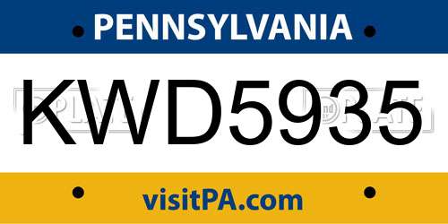 KWD5935 Pennsylvania License Plate