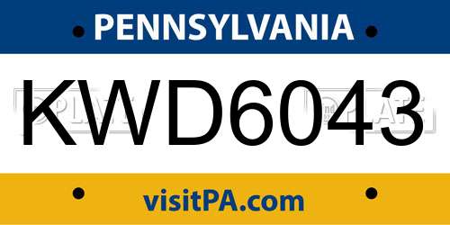 KWD6043 Pennsylvania License Plate