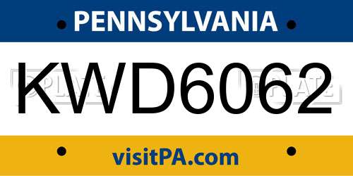 KWD6062 Pennsylvania License Plate