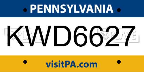 KWD6627 Pennsylvania License Plate