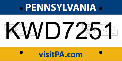 KWD7251 Pennsylvania License Plate