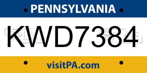 KWD7384 Pennsylvania License Plate