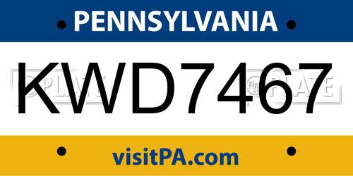 KWD7467 Pennsylvania License Plate