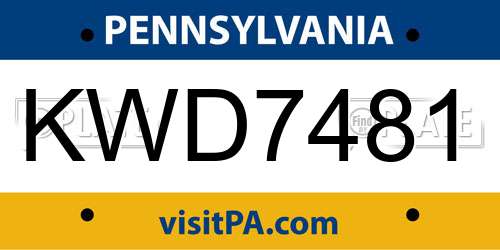 KWD7481 Pennsylvania License Plate