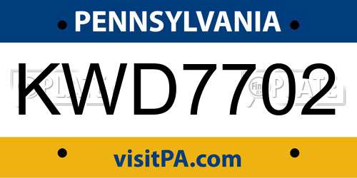 KWD7702 Pennsylvania License Plate