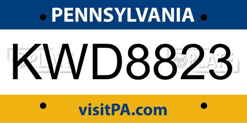 KWD8823 Pennsylvania License Plate