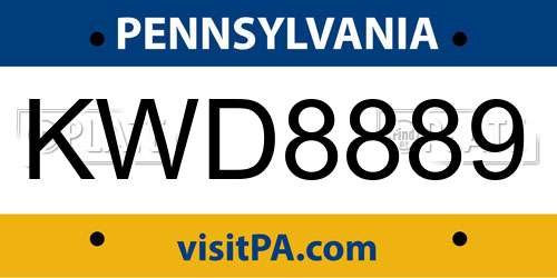 KWD8889 Pennsylvania License Plate