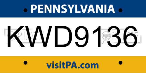 KWD9136 Pennsylvania License Plate