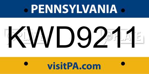 KWD9211 Pennsylvania License Plate