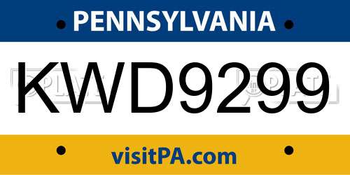 KWD9299 Pennsylvania License Plate