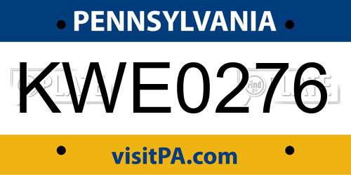 KWE0276 Pennsylvania License Plate