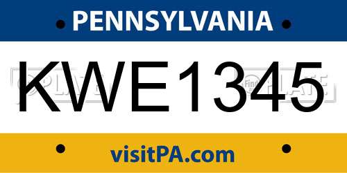 KWE1345 Pennsylvania License Plate