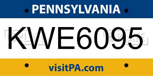 KWE6095 Pennsylvania License Plate