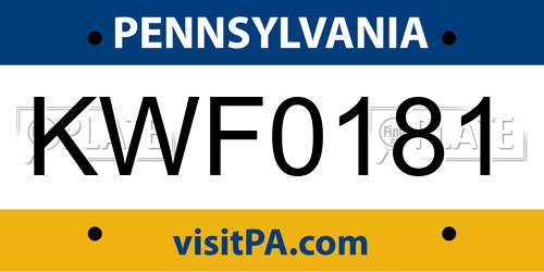 KWF0181 Pennsylvania License Plate