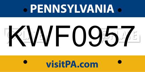 KWF0957 Pennsylvania License Plate