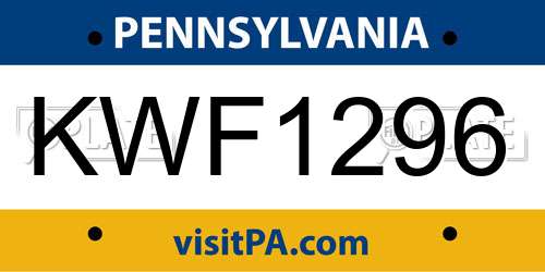 KWF1296 Pennsylvania License Plate