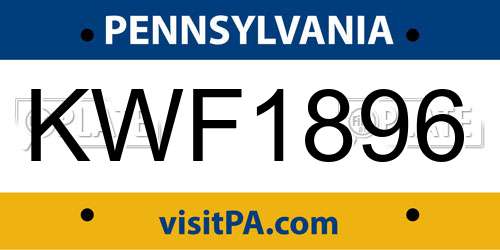 KWF1896 Pennsylvania License Plate