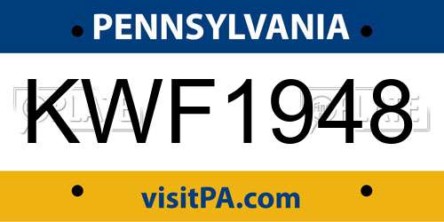 KWF1948 Pennsylvania License Plate