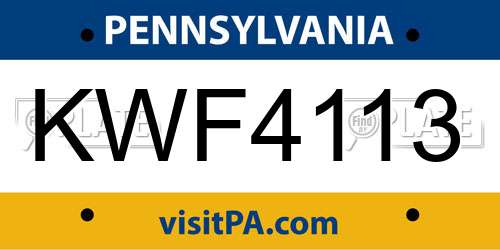 KWF4113 Pennsylvania License Plate