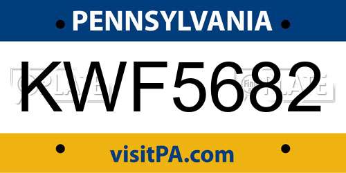 KWF5682 Pennsylvania License Plate
