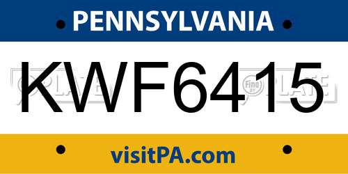 KWF6415 Pennsylvania License Plate