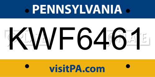 KWF6461 Pennsylvania License Plate