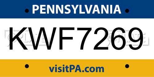 KWF7269 Pennsylvania License Plate