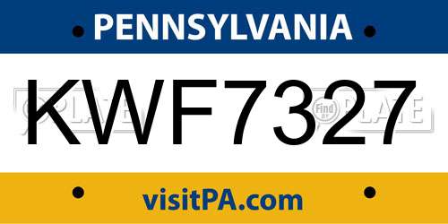 KWF7327 Pennsylvania License Plate