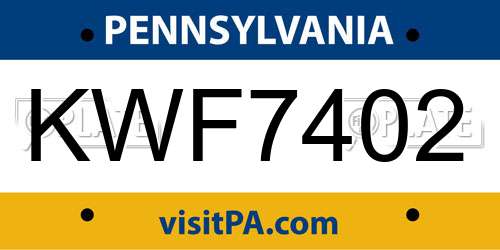 KWF7402 Pennsylvania License Plate
