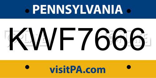 KWF7666 Pennsylvania License Plate