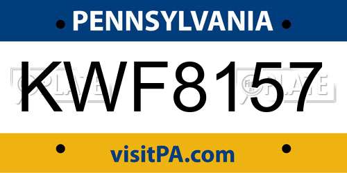 KWF8157 Pennsylvania License Plate