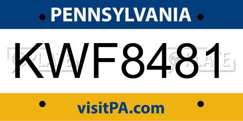 KWF8481 Pennsylvania License Plate