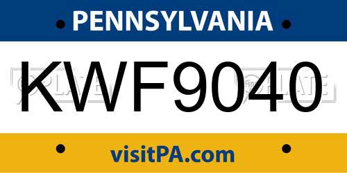 KWF9040 Pennsylvania License Plate