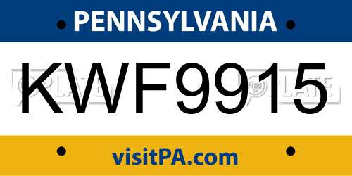 KWF9915 Pennsylvania License Plate