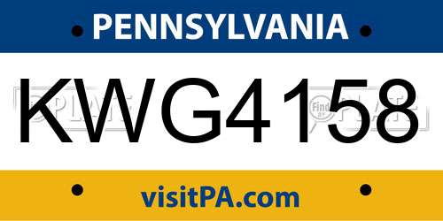 KWG4158 Pennsylvania License Plate